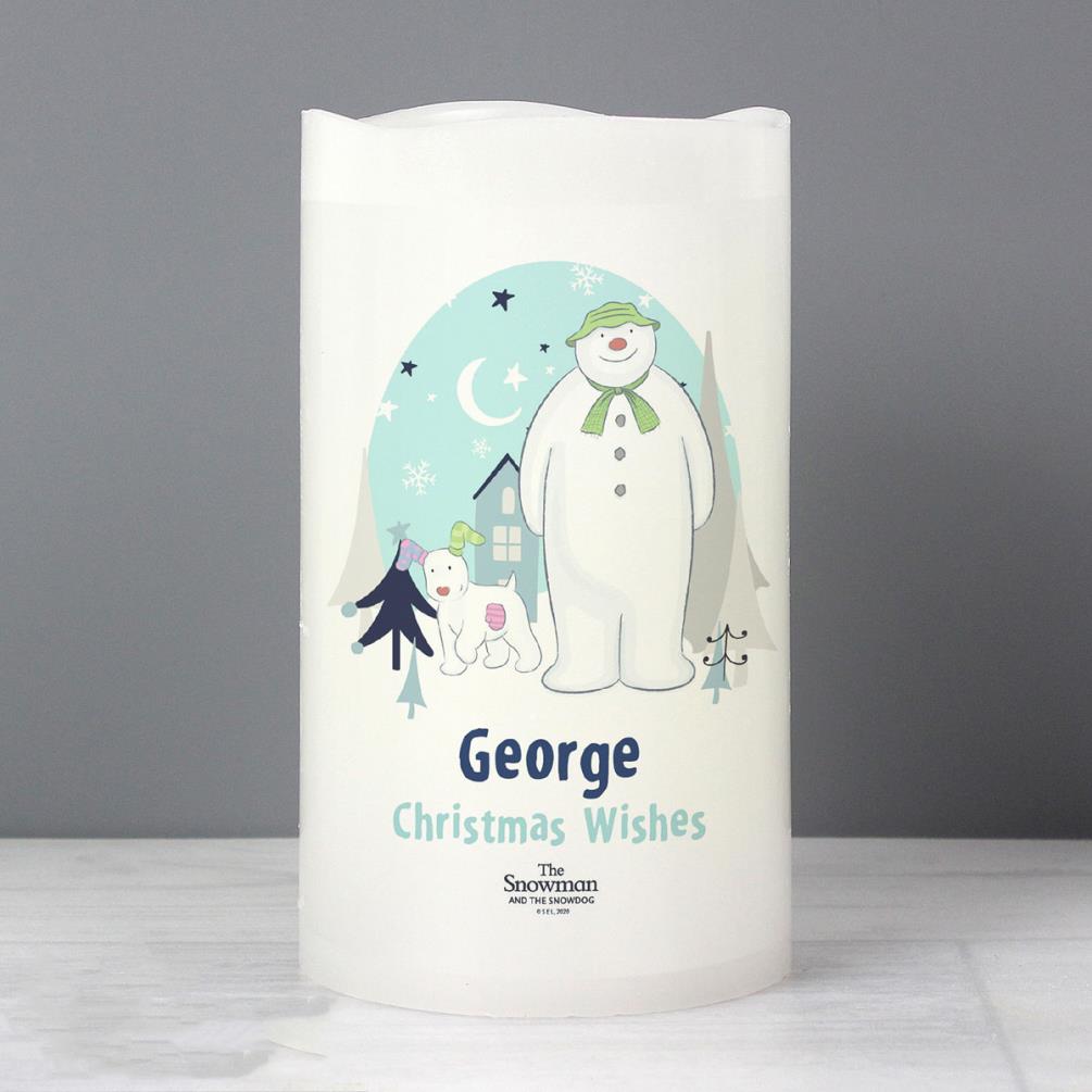 Personalised The Snowman and the Snowdog LED Candle Extra Image 1